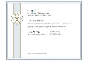 Certificate of Completion SEO Foundations