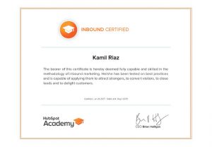 Hubspot Inbound Marketing Certificate