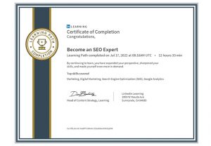 Certificate of Completion Become An SEO Expert