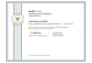 Certificate of Completion Learning Local SEO