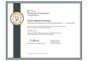 Certificate of Completion Master Digital Marketing