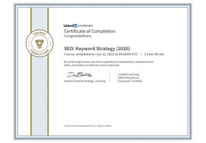 Certificate of Completion SEO Keyword Strategy