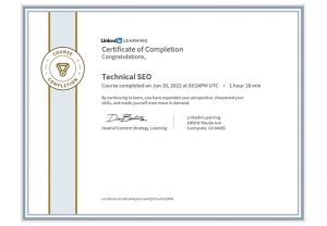 Certificate of Completion Technical SEO